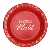 10 ASSIETTES CARTON NOËL SCINTILLANT 22.5CM ROUGE