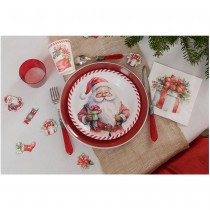 10 ASSIETTES CARTON PÈRE NOËL CADEAU 22.5CM BLANC