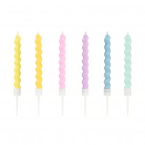 10 BOUGIES TORSADÉES CIRE 8.5CM COULEURS PASTELS