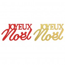 10 CONFETTIS BOIS JOYEUX NOËL 6X3.3CM ROUGE OR