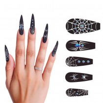 10 FAUX ONGLES LONGS ARAIGNÉE AVEC COLLE