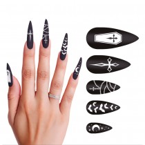 10 FAUX ONGLES LONGS VAMPIRE AVEC COLLE