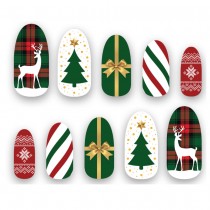 10 FAUX ONGLES SAPIN NOËL ADHÉSIF ADULTE