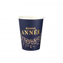 10 GOBELETS CARTON BONNE ANNÉE 27CL MARINE