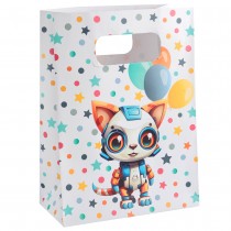 10 SACS CADEAUX PAPIER ROBOT 13X7X18CM MULTICOLORE