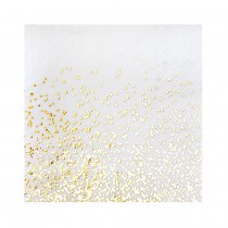 10 SERVIETTES PAPIER CONFETTIS OR 33CM BLANC