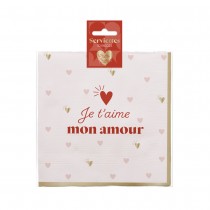 10 SERVIETTES PAPIER JE T\'AIME CUR 33CM BLANC