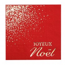 10 SERVIETTES PAPIER NOËL SCINTILLANT 33CM ROUGE