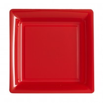 12 ASSIETTES PLATES CARRÉES RÉUTILISABLES 24CM ROUGE