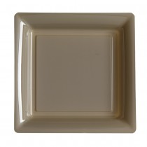 12 ASSIETTES PLATES CARRÉES RÉUTILISABLES 24CM TAUPE