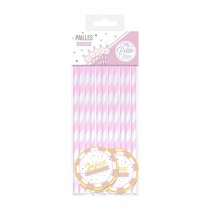 12 PAILLES CARTON ANNIVERSAIRE SUGAR PARTY ROSE