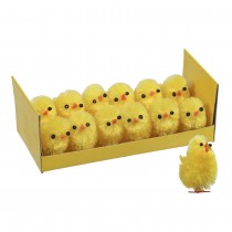 12 POUSSINS DÉCORATIFS 3CM JAUNE