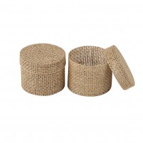 2 BOITES JUTE RONDE COUVERCLE 4.5-5.5CM NATURE