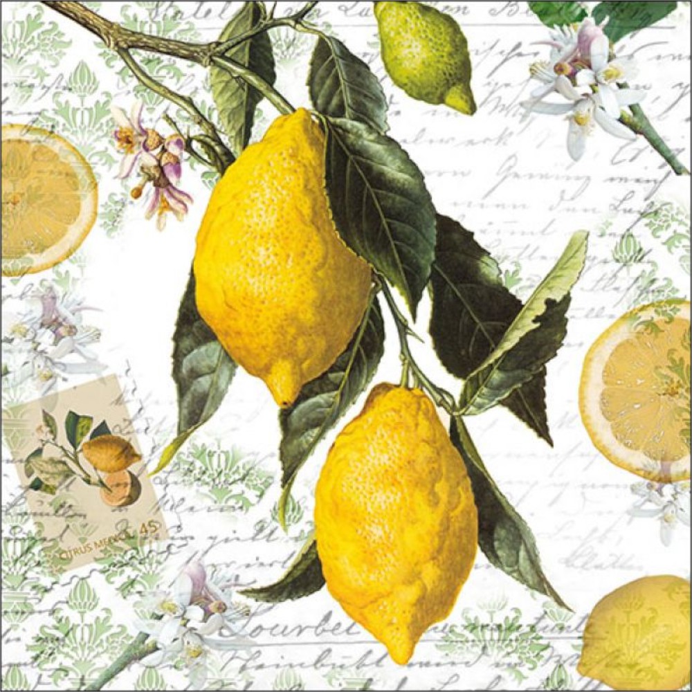 Serviettes en papier intissé haute qualité motif citron