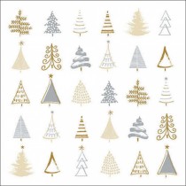 20 SERVIETTES PAPIER DESSINS SAPIN NOËL 33CM BLANC