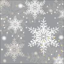 20 SERVIETTES PAPIER FLOCONS NEIGE 33CM GRIS