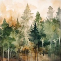 20 SERVIETTES PAPIER FORÊT AQUARELLE 33CM