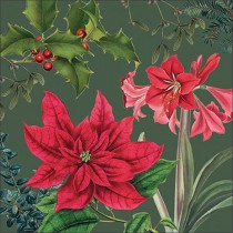 20 SERVIETTES PAPIER HOUX POINSETTIA 33CM VERT