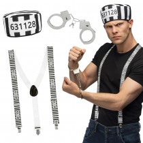 3 ACCESSOIRES DÉGUISEMENT PRISONNIER ADULTE