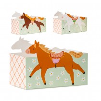 3 BOITES SNACKS CARTON CHEVAL 17X11X7.5CM VERT