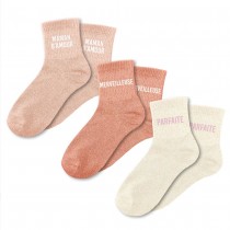 3 PAIRES DE CHAUSSETTES PAILLETTES MAMAN AMOUR