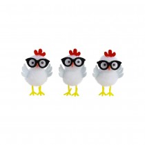 3 POULETTES BLANCHES LUNETTES 3,5X3,5X5CM