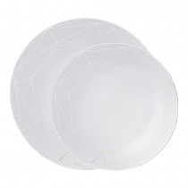 32 ASSIETTES RÉUTILISABLE METRIX BLANC ARGENT