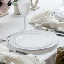 32 ASSIETTES RÉUTILISABLE METRIX BLANC ARGENT