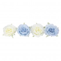 4 FLEURS ROSE ARTIFICIELLE TISSU 12.5CM BLEU