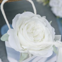 4 FLEURS ROSE ARTIFICIELLE TISSU 12.5CM BLEU