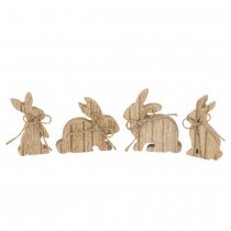 4 LAPINS BOIS FICELLE NATURE