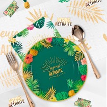 6 ASSIETTES CARTON RETRAITE TROPICAL 23CM VERT