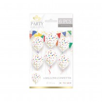 6 BALLONS CONFETTIS MULTI