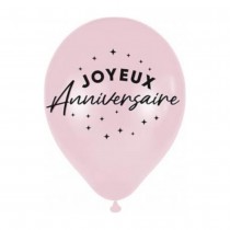 6 BALLONS LATEX ANNIVERSAIRE 30CM ROSE