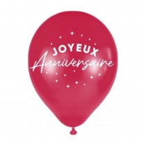 6 BALLONS LATEX ANNIVERSAIRE 30CM ROUGE