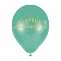 6 BALLONS LATEX ANNIVERSAIRE 30CM VERT