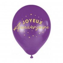 6 BALLONS LATEX ANNIVERSAIRE 30CM VIOLET