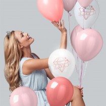 6 BALLONS LATEX EVJF 30CM ROSE BLANC