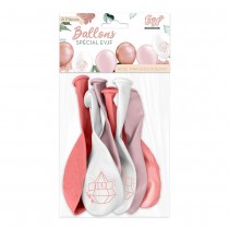 6 BALLONS LATEX EVJF 30CM ROSE BLANC