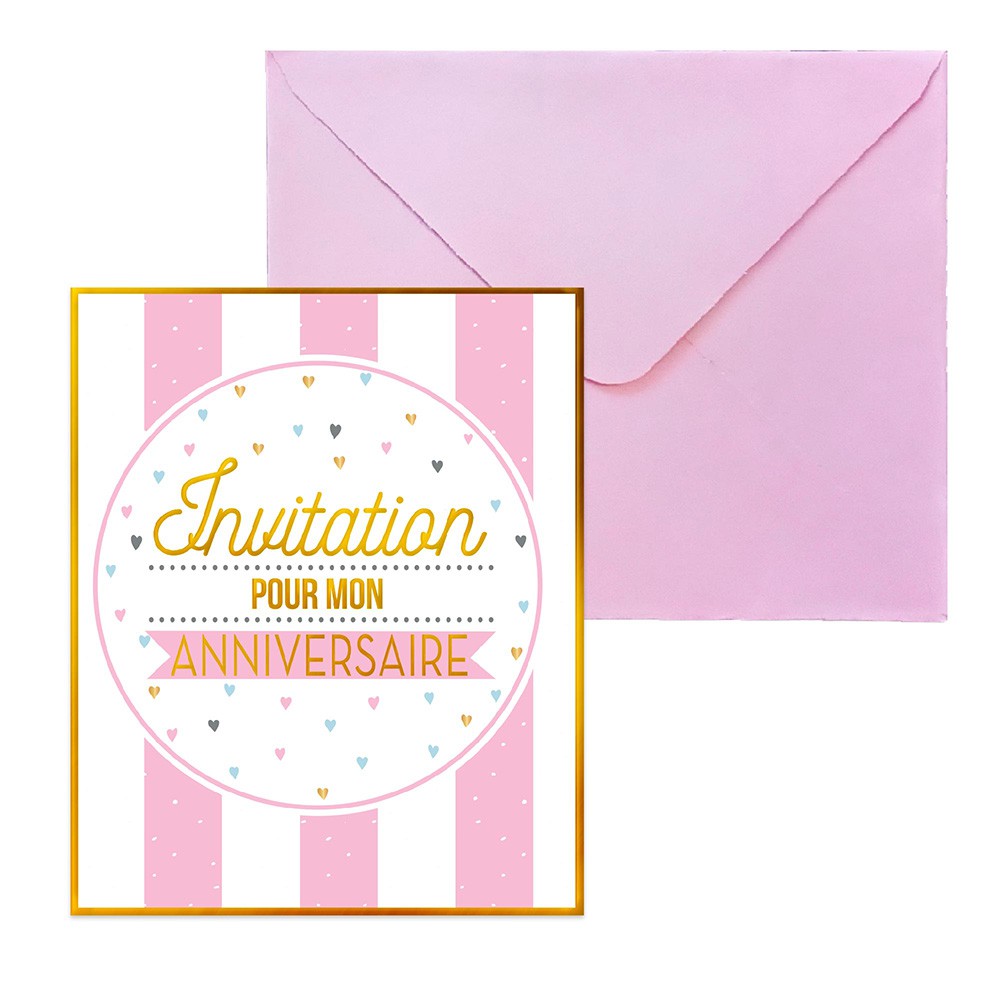 Invitation anniversaire, Cartes et enveloppes par 6