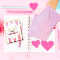 6 CARTES INVITATION ANNIVERSAIRE SUGAR PARTY ROSE