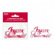 6 CONFETTIS ANNIVERSAIRE 13.5X4CM ROUGE