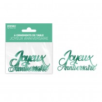 6 CONFETTIS ANNIVERSAIRE 13.5X4CM VERT