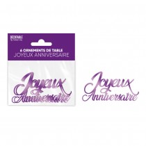 6 CONFETTIS ANNIVERSAIRE 13.5X4CM VIOLET