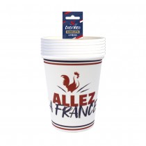 6 GOBELETS CARTON COCORICO FRANCE SUPPORTER 8.8CM