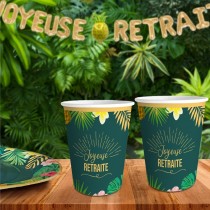 6 GOBELETS CARTON RETRAITE TROPICAL 25CL VERT