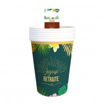 6 GOBELETS CARTON RETRAITE TROPICAL 25CL VERT