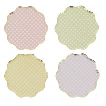 8 ASSIETTES CARTON VICHY 23CM PASTEL