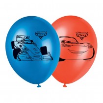 8 BALLONS LATEX CARS 3 28CM BLEU ROUGE