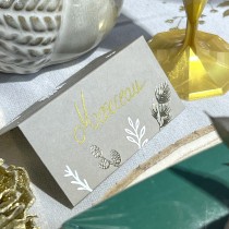 8 MARQUE-PLACES CARTON BOTANIC 8X4CM VERT DE GRIS